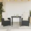 Image de vidaXL Ensemble à manger de jardin avec coussins 3 pcs Noir