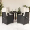 Image de vidaXL Ensemble à manger de jardin coussins 5pcs Noir Résine tressée