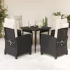 Image de Vidaxl Ensemble Ã Manger De Jardin Coussins 5pcs Noir RÃ©sine TressÃ©e