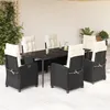 Image de vidaXL Vidaxl Ensemble À Manger De Jardin Coussins 7pcs Noir Résine Tressée