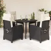 Image de Vidaxl Ensemble Ã Manger De Jardin Coussins 5pcs Noir RÃ©sine TressÃ©e