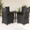 Image de vidaXL Ensemble à manger de jardin coussins 5pcs Noir Résine tressée