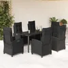 Image de vidaXL Vidaxl Ensemble À Manger De Jardin Coussins 7pcs Noir Résine Tressée