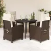 Image de vidaXL Ensemble à manger de jardin 5 pcs et coussins marron poly rotin