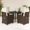 Image de Vidaxl Ensemble Ã Manger De Jardin 5 Pcs Et Coussins Marron Poly Rotin