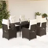 Image de vidaXL Vidaxl Ensemble À Manger De Jardin Et Coussins 7 Pcs Marron Rotin