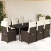 Image de Vidaxl Ensemble Ã Manger De Jardin Et Coussins 9 Pcs Marron Poly Rotin