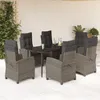Image de vidaXL Vidaxl Ensemble À Manger De Jardin Et Coussins 7 Pcs Gris Rotin