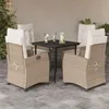Image de vidaXL Ensemble à manger de jardin avec coussins 5pcs Beige poly rotin