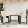 Image de vidaXL Ensemble à manger de jardin avec coussins 3 pcs Noir