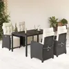 Image de vidaXL Ensemble à manger de jardin coussins 5pcs Noir Résine tressée