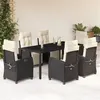 Image de vidaXL Ensemble à manger de jardin coussins 7pcs Noir Résine tressée
