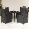 Image de vidaXL Ensemble à manger de jardin coussins 5pcs Noir Résine tressée