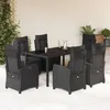Image de vidaXL Ensemble à manger de jardin coussins 7pcs Noir Résine tressée