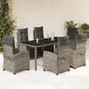Image de Vidaxl Ensemble Ã Manger De Jardin Et Coussins 7 Pcs Gris Rotin