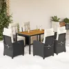 Image de vidaXL Vidaxl Ensemble À Manger De Jardin Coussins 7pcs Noir Résine Tressée