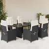 Image de vidaXL Ensemble à manger de jardin coussins 7pcs Noir Résine tressée