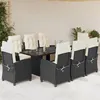 Image de vidaXL Ensemble à manger de jardin 9pcs coussins noir résine tressée