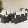 Image de Vidaxl Ensemble Ã Manger De Jardin 9pcs Coussins Noir RÃ©sine TressÃ©e