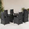 Image de vidaXL Ensemble à manger de jardin coussins 7pcs Noir Résine tressée