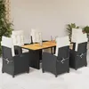 Image de vidaXL Ensemble à manger de jardin coussins 7pcs Noir Résine tressée