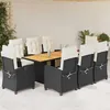 Image de vidaXL Ensemble à manger de jardin 9pcs coussins noir résine tressée