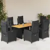 Image de vidaXL Ensemble à manger de jardin coussins 7pcs Noir Résine tressée
