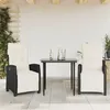 Image de vidaXL Ensemble à manger de jardin avec coussins 3 pcs Noir