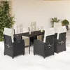 Image de vidaXL Vidaxl Ensemble À Manger De Jardin Coussins 7pcs Noir Résine Tressée
