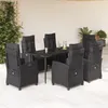 Image de Vidaxl Ensemble Ã Manger De Jardin Coussins 7pcs Noir RÃ©sine TressÃ©e