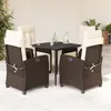 Image de vidaXL Ensemble à manger de jardin 5 pcs et coussins marron poly rotin
