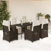 Image de vidaXL Vidaxl Ensemble À Manger De Jardin Et Coussins 7 Pcs Marron Rotin