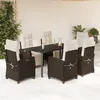 Image de vidaXL Vidaxl Ensemble À Manger De Jardin Et Coussins 7 Pcs Marron Rotin