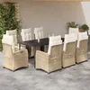 Image de vidaXL Vidaxl Ensemble À Manger De Jardin Et Coussins 9 Pcs Beige Poly Rotin