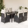 Image de Vidaxl Ensemble Ã Manger De Jardin Coussins 7pcs Noir RÃ©sine TressÃ©e