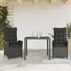 Image de Vidaxl Ensemble Ã Manger De Jardin Avec Coussins 3 Pcs Noir