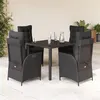 Image de vidaXL Ensemble à manger de jardin coussins 5pcs Noir Résine tressée