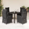Image de Vidaxl Ensemble Ã Manger De Jardin Coussins 5pcs Noir RÃ©sine TressÃ©e