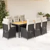 Image de vidaXL Ensemble Ã  manger de jardin 9pcs coussins noir rÃ©sine tressÃ©e