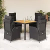 Image de Vidaxl Ensemble Ã Manger De Jardin Coussins 5pcs Noir RÃ©sine TressÃ©e
