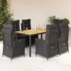 Image de vidaXL Ensemble Ã  manger de jardin coussins 7pcs Noir RÃ©sine tressÃ©e