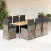 Image de vidaXL Ensemble à manger de jardin 9 pcs coussins gris résine tressée