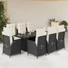 Image de vidaXL Ensemble à manger de jardin 9pcs coussins noir résine tressée