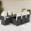 Image de Vidaxl Ensemble Ã Manger De Jardin 9pcs Coussins Noir RÃ©sine TressÃ©e