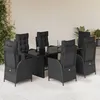 Image de vidaXL Vidaxl Ensemble À Manger De Jardin Coussins 7pcs Noir Résine Tressée