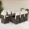 Image de Vidaxl Ensemble Ã Manger De Jardin Et Coussins 9 Pcs Marron Poly Rotin