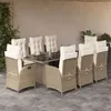Image de vidaXL Ensemble à manger de jardin et coussins 9 pcs beige Poly rotin