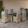 Image de Vidaxl Ensemble Ã Manger De Jardin Coussins 7 Pcs MÃ©lange Beige Rotin