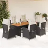 Image de Vidaxl Ensemble Ã Manger De Jardin Coussins 7pcs Noir RÃ©sine TressÃ©e