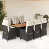 Image de Vidaxl Ensemble Ã Manger De Jardin 9pcs Coussins Noir RÃ©sine TressÃ©e